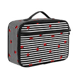 Ladybug Striped Pattern Print Portable Lunch Bag