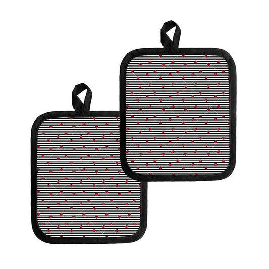 Ladybug Striped Pattern Print Pot Holders