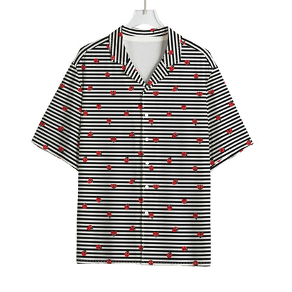 Ladybug Striped Pattern Print Rayon Hawaiian Shirt