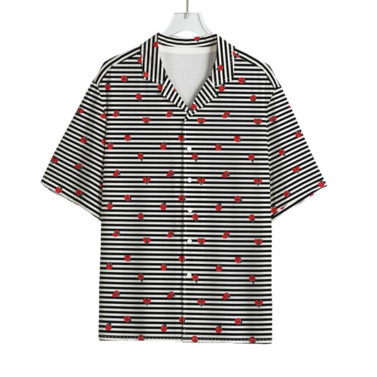 Ladybug Striped Pattern Print Rayon Hawaiian Shirt