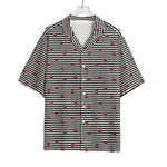 Ladybug Striped Pattern Print Rayon Hawaiian Shirt