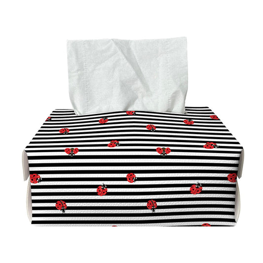 Ladybug Striped Pattern Print Rectangle Tissue Box Cover