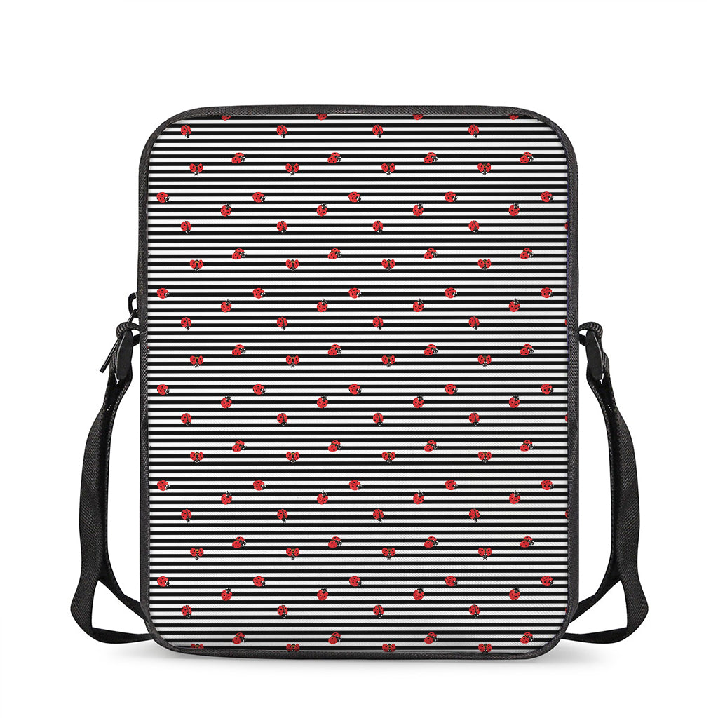 Ladybug Striped Pattern Print Rectangular Crossbody Bag