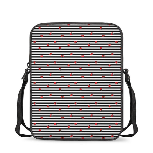 Ladybug Striped Pattern Print Rectangular Crossbody Bag