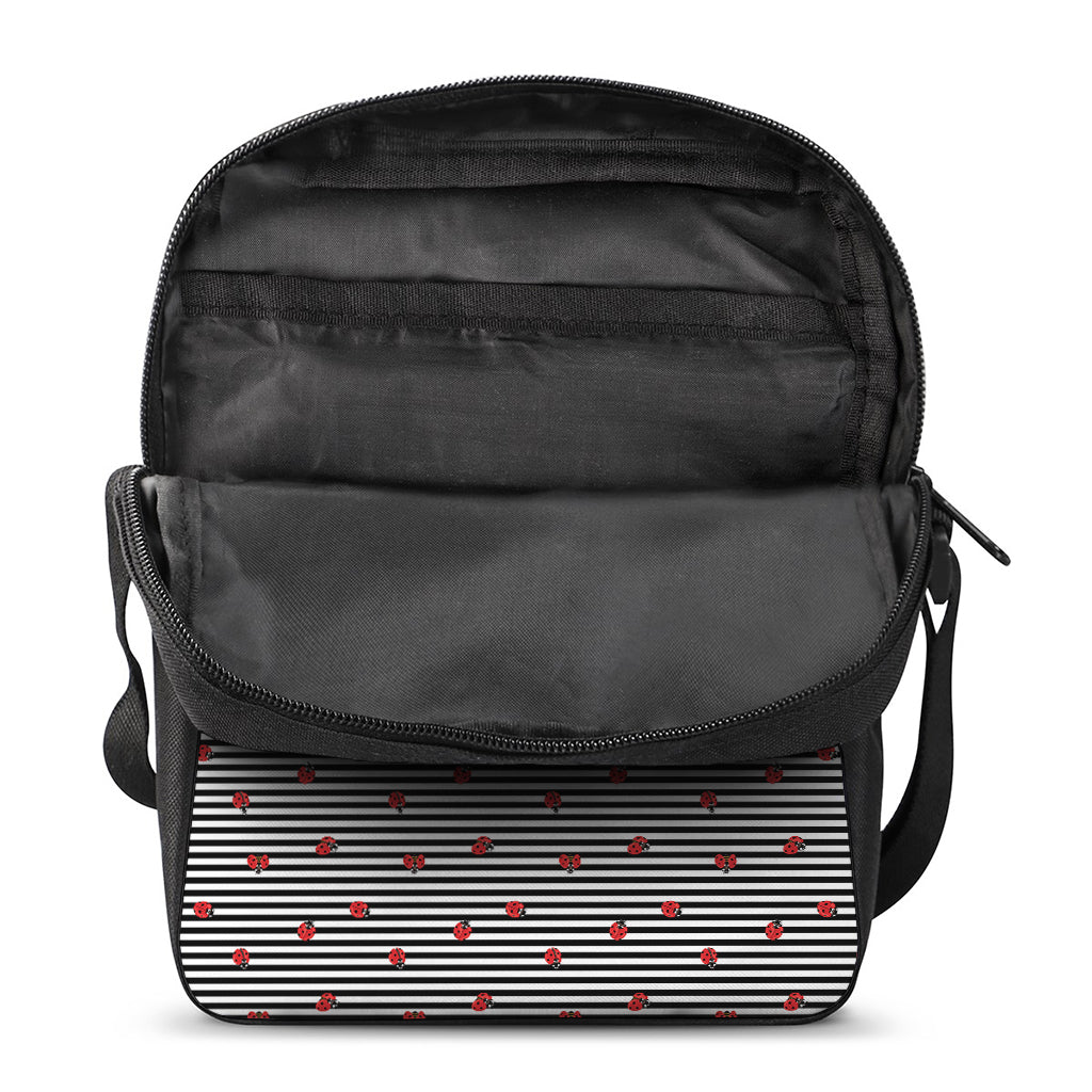 Ladybug Striped Pattern Print Rectangular Crossbody Bag