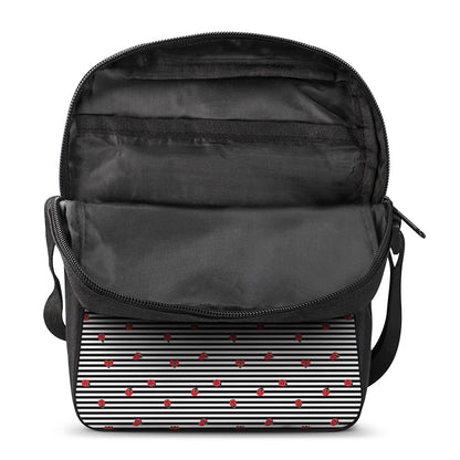 Ladybug Striped Pattern Print Rectangular Crossbody Bag