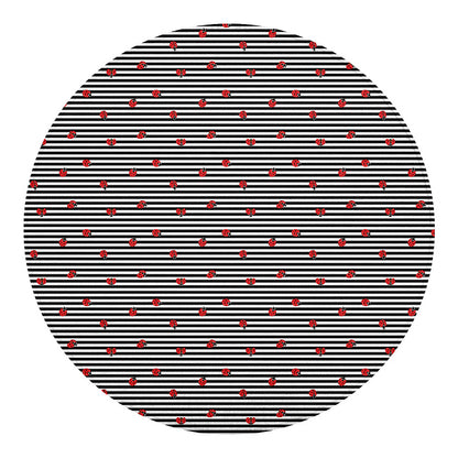 Ladybug Striped Pattern Print Round Blanket