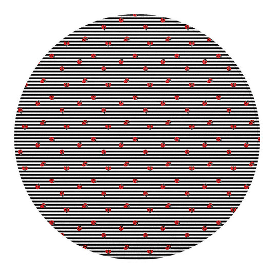 Ladybug Striped Pattern Print Round Blanket