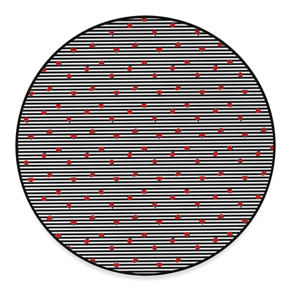 Ladybug Striped Pattern Print Round Floor Mat