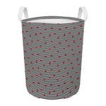 Ladybug Striped Pattern Print Round Laundry Basket