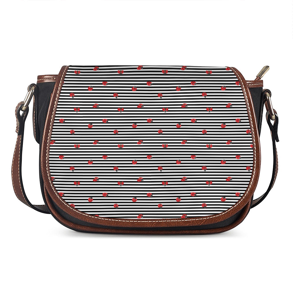 Ladybug Striped Pattern Print Saddle Bag