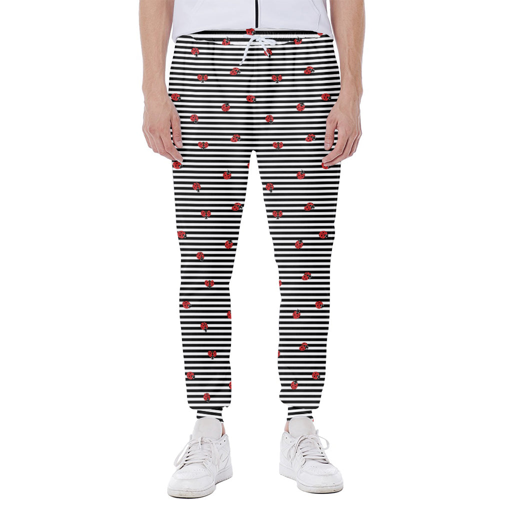 Ladybug Striped Pattern Print Scuba Joggers