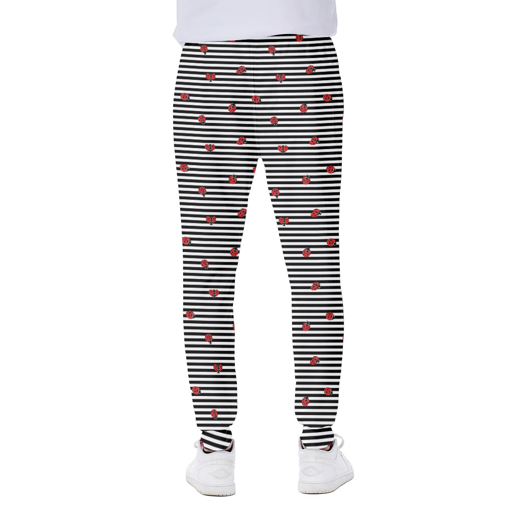 Ladybug Striped Pattern Print Scuba Joggers