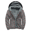 Ladybug Striped Pattern Print Sherpa Lined Zip Up Hoodie