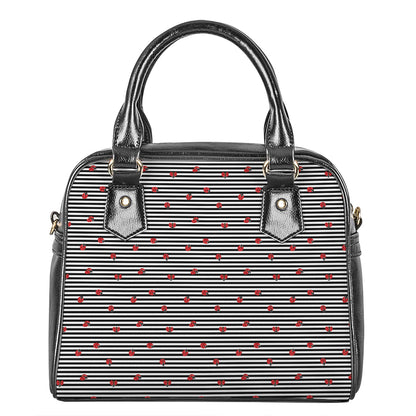 Ladybug Striped Pattern Print Shoulder Handbag