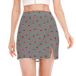 Ladybug Striped Pattern Print Side Slit Mini Skirt