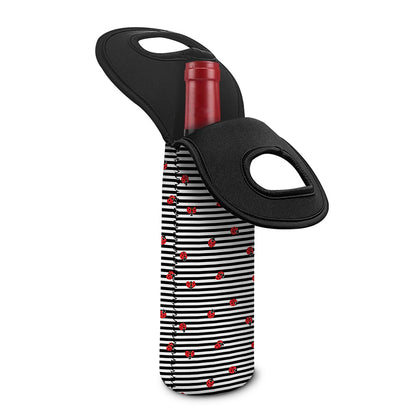 Ladybug Striped Pattern Print Single Neoprene Wine Tote