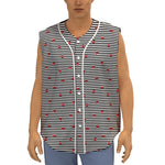 Ladybug Striped Pattern Print Sleeveless Baseball Jersey