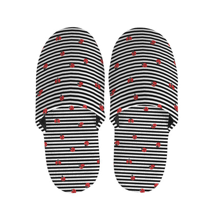 Ladybug Striped Pattern Print Slippers