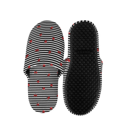 Ladybug Striped Pattern Print Slippers