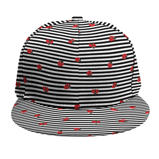 Ladybug Striped Pattern Print Snapback Cap