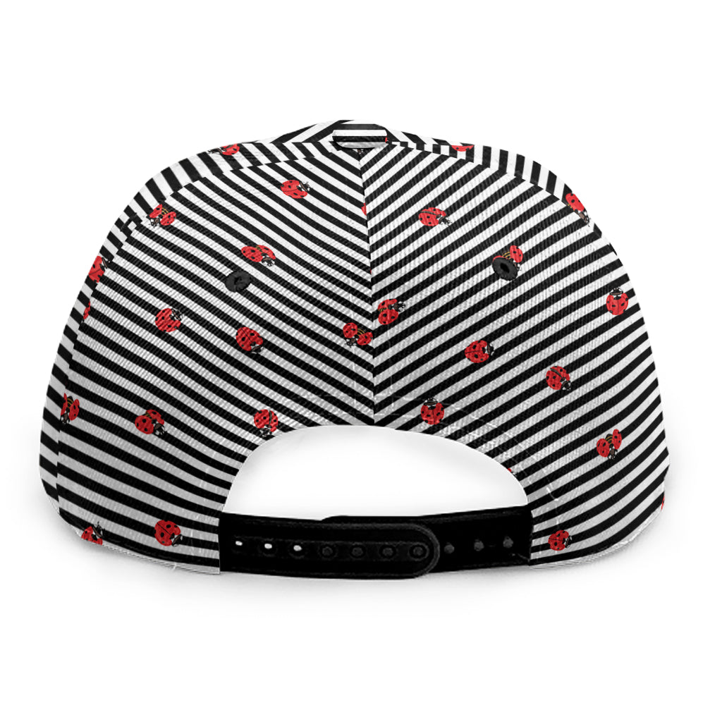 Ladybug Striped Pattern Print Snapback Cap