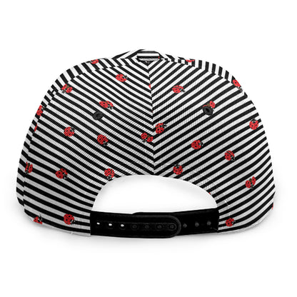 Ladybug Striped Pattern Print Snapback Cap