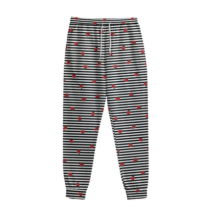 Ladybug Striped Pattern Print Sweatpants
