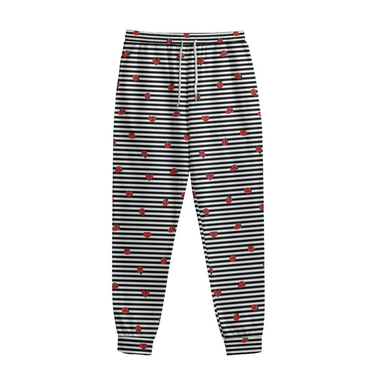 Ladybug Striped Pattern Print Sweatpants