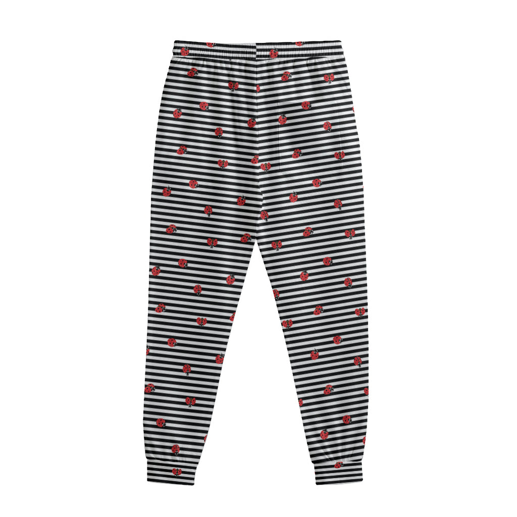 Ladybug Striped Pattern Print Sweatpants