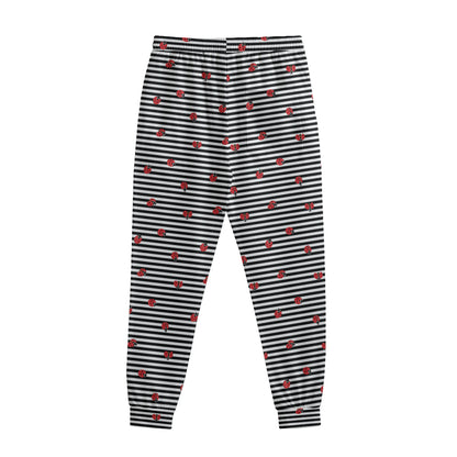 Ladybug Striped Pattern Print Sweatpants