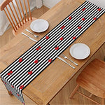Ladybug Striped Pattern Print Table Runner