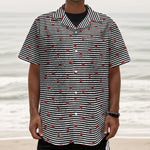 Ladybug Striped Pattern Print Textured Short Sleeve Shirt