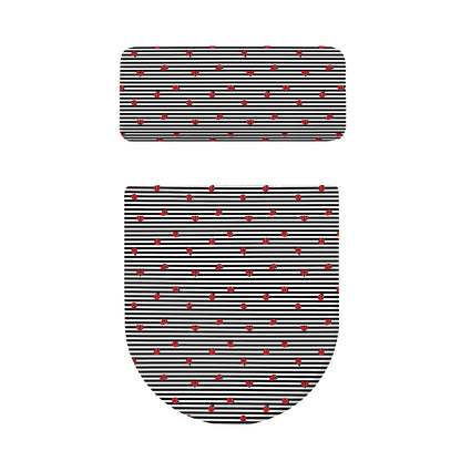 Ladybug Striped Pattern Print Toilet Lid And Tank Cover Set
