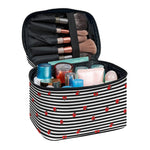 Ladybug Striped Pattern Print Travel Makeup Bag