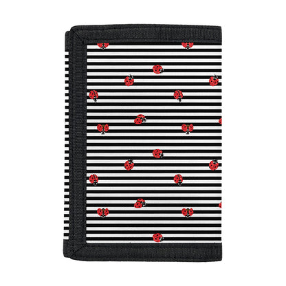 Ladybug Striped Pattern Print Trifold Wallet