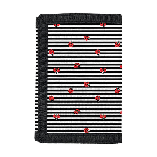 Ladybug Striped Pattern Print Trifold Wallet