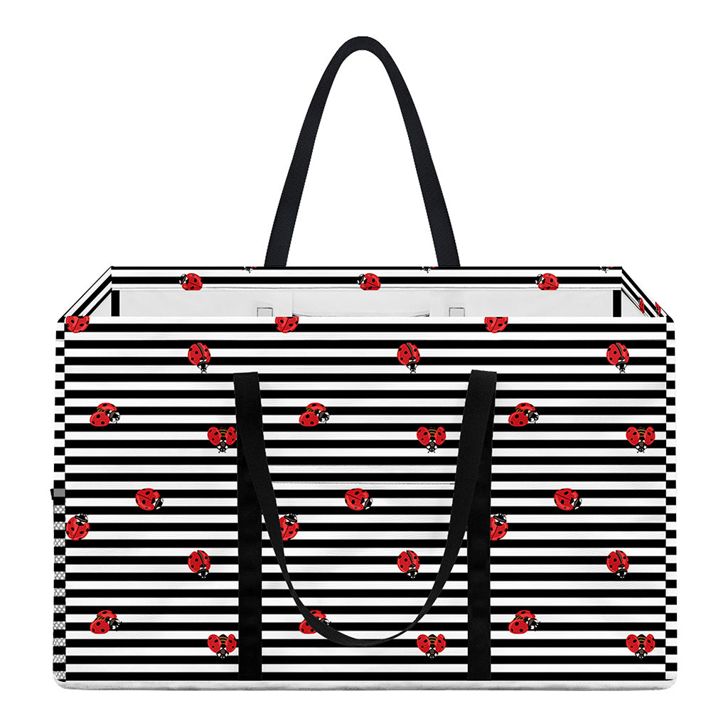 Ladybug Striped Pattern Print Utility Tote Bag