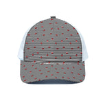 Ladybug Striped Pattern Print White Mesh Trucker Cap