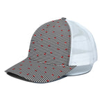 Ladybug Striped Pattern Print White Mesh Trucker Cap