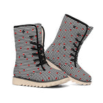 Ladybug Striped Pattern Print Winter Boots