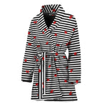 Ladybug Striped Pattern Print Women's Bathrobe