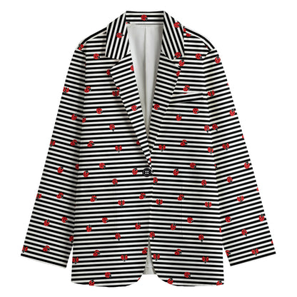 Ladybug Striped Pattern Print Women's Blazer