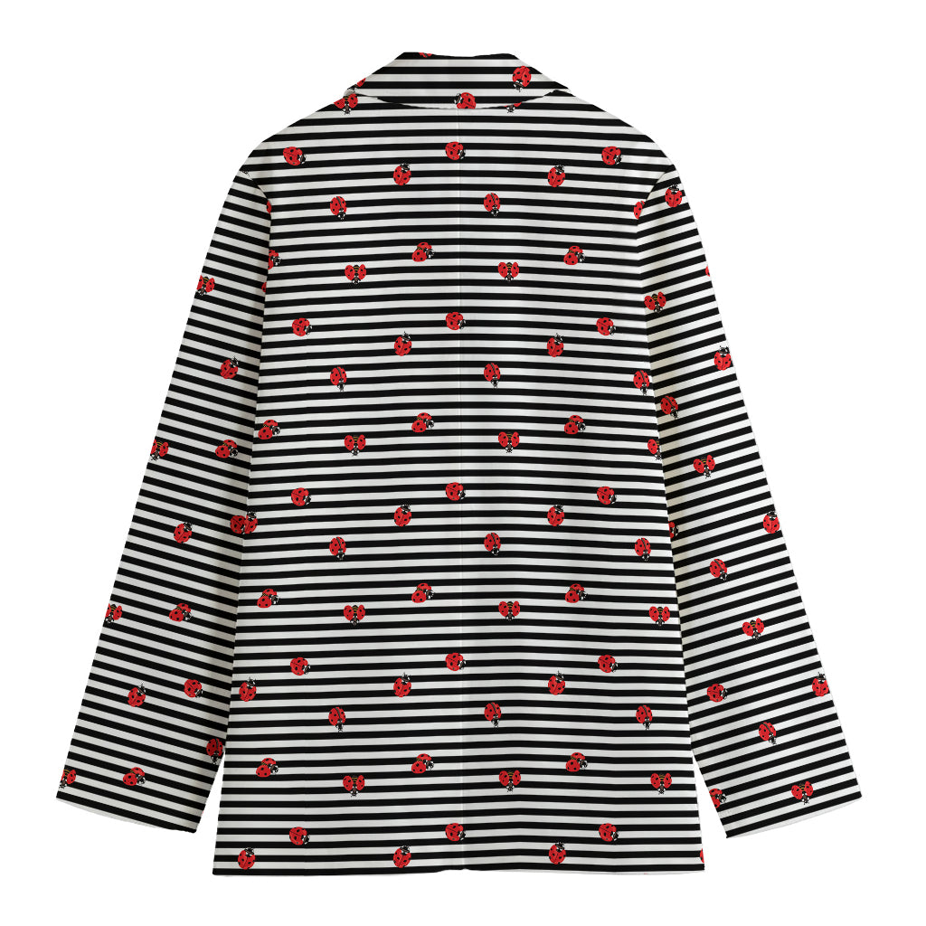 Ladybug Striped Pattern Print Women's Blazer