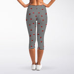 Ladybug Striped Pattern Print Women's Capri Leggings