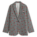 Ladybug Striped Pattern Print Women's Cotton Blazer