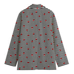 Ladybug Striped Pattern Print Women's Cotton Blazer