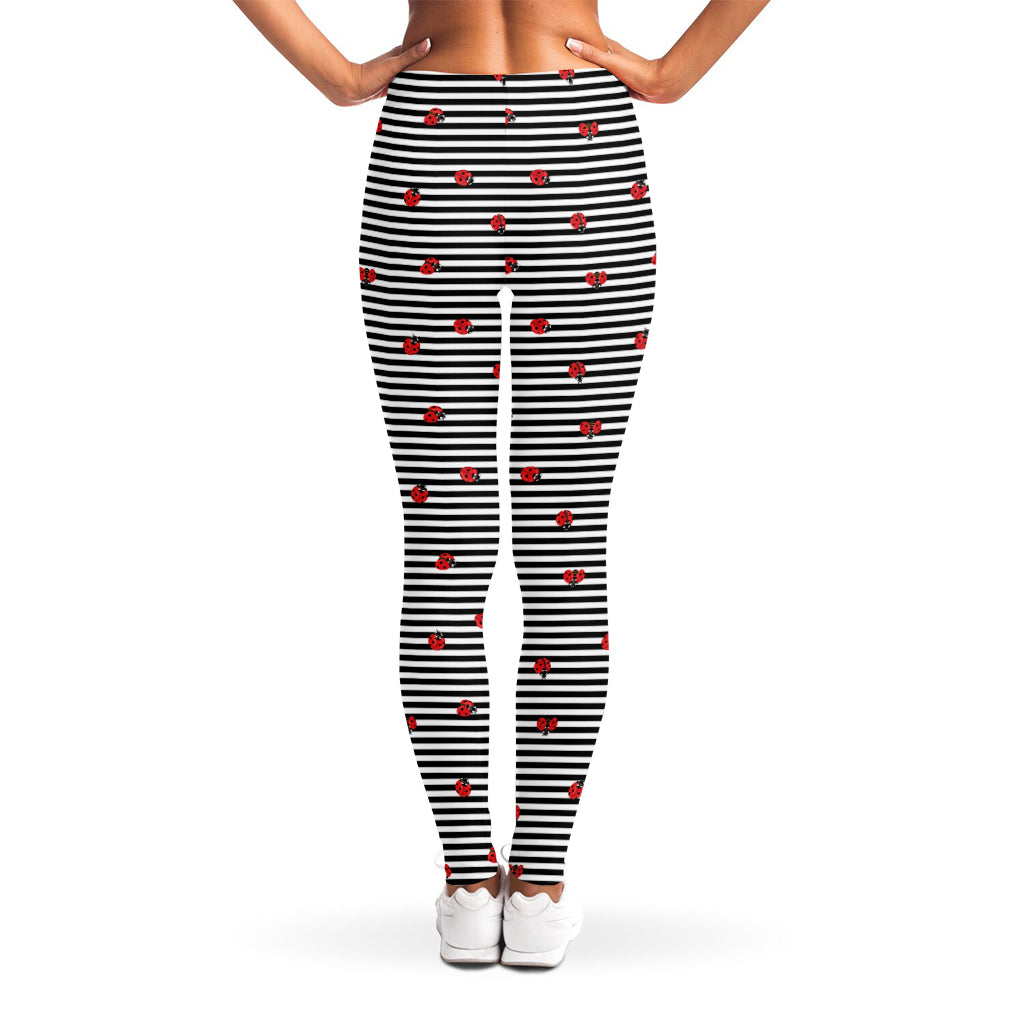 Ladybug Striped Pattern Print Women's Leggings