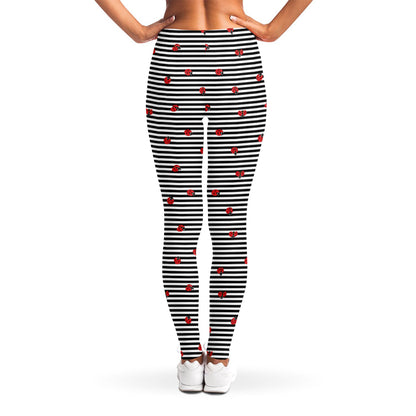 Ladybug Striped Pattern Print Women's Leggings