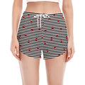 Ladybug Striped Pattern Print Women's Split Running Shorts